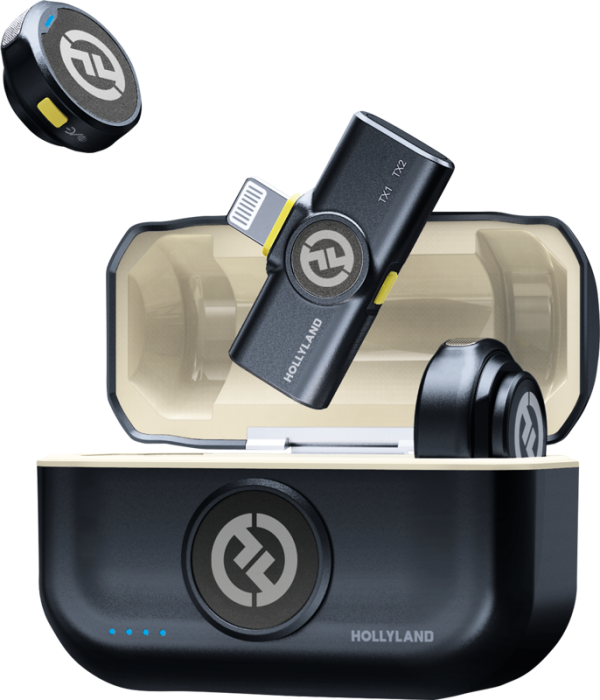 Sistem de microfon Hollyland Lark M2 Duo Lightning cu două transmițătoare și receptor plug-in pentru iPhone, culoare Shine Charcoal. [39]