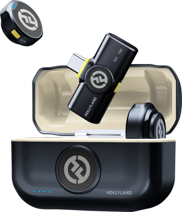 Hollyland Lark M2 USB-C -  Microfon Lavaliera fără fir cu USB-C (Duo, Shine Charcoal) - Kit microfon digital tip lavaliera  -  reportofon pentru cameră și smartphone (2,4 GHz) cu mufa USB-C [28]