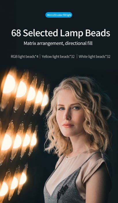 Telesin TE-LGT-001 RGB -Lampa Video LED 68R portabilă pentru Vlog, cu Lumina de umplere pentru Smartphone, DSLR sau Mirrorless [9]