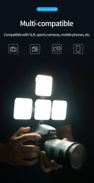 Telesin TE-LGT-001 RGB -Lampa Video LED 68R portabilă pentru Vlog, cu Lumina de umplere pentru Smartphone, DSLR sau Mirrorless [15]