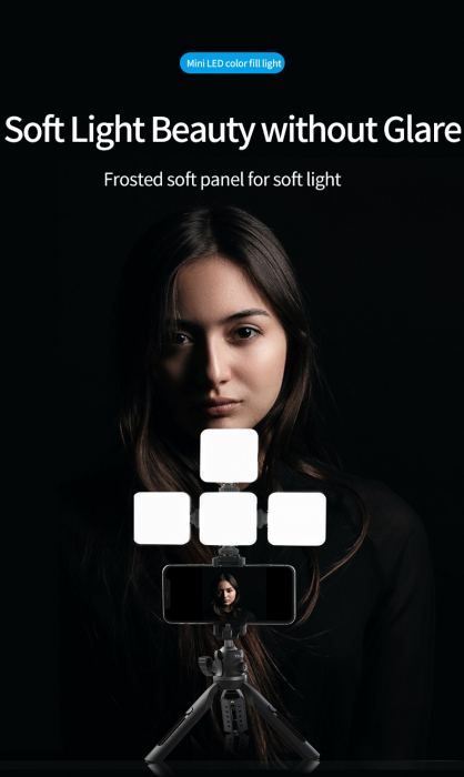 Telesin TE-LGT-001 RGB -Lampa Video LED 68R portabilă pentru Vlog, cu Lumina de umplere pentru Smartphone, DSLR sau Mirrorless [8]