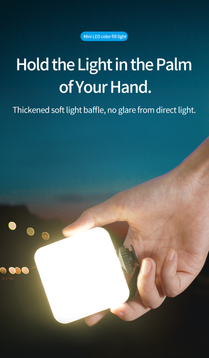 Telesin TE-LGT-001 RGB -Lampa Video LED 68R portabilă pentru Vlog, cu Lumina de umplere pentru Smartphone, DSLR sau Mirrorless [6]