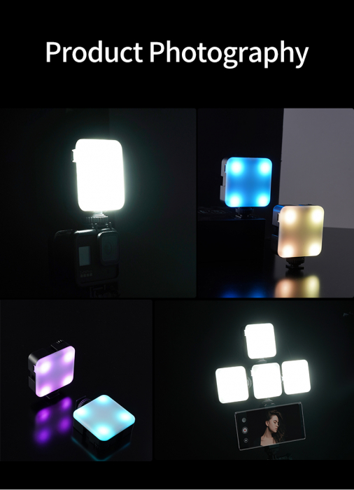 Telesin TE-LGT-001 RGB -Lampa Video LED 68R portabilă pentru Vlog, cu Lumina de umplere pentru Smartphone, DSLR sau Mirrorless [18]