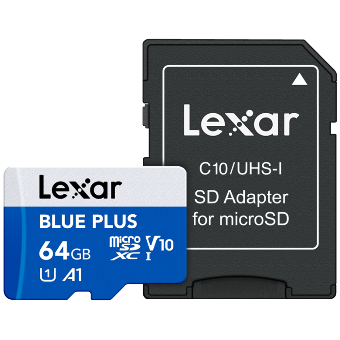 Lexar microSDHC Blue Plus UHS-I with SD adapter, up to 100MB/s read  C10/A1/U3 (V30) 64GB [6]