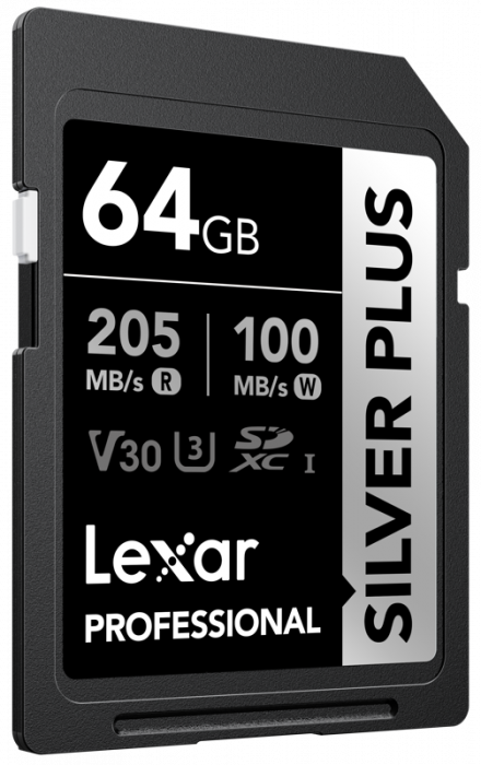 Lexar 64GB SDXC Professional SILVER Plus UHS-I/U3/A2/4K R205/W100 (V30) [3]