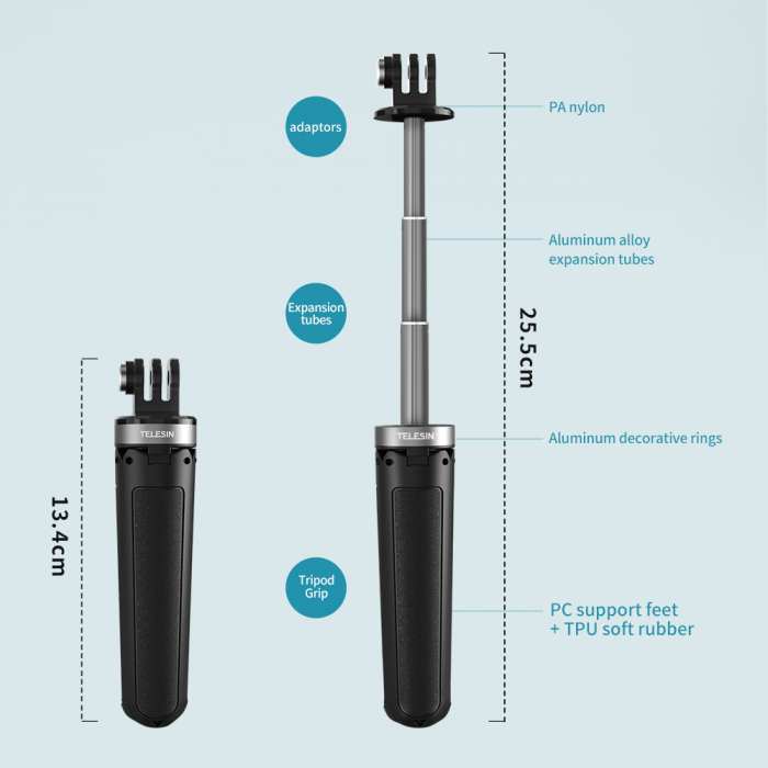 Mini trepied cu selfie stick pentru camere de actiune Gopro - GP-MNP-092-X [6]