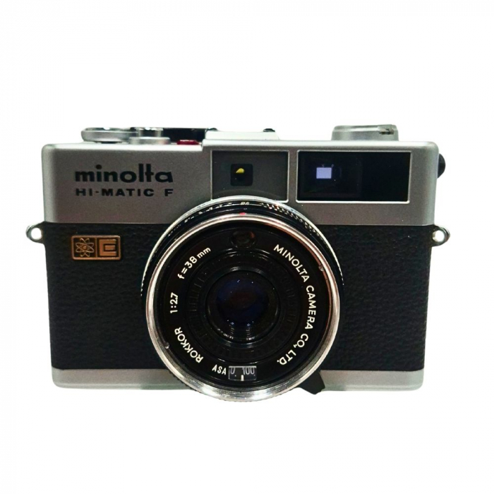 Minolta Hi-Matic F – Cameră analog 35mm cu expunere automată și obiectiv Rokkor 38mm f/2.7, fabricată în Japonia [4]