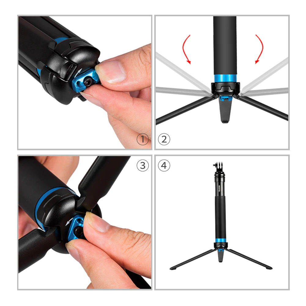 Monopied din aluminiu - Selfie stick cu suport pentru trepied din aluminiu pentru GoPro (se extinde până la 90cm) - GP-MNP-090 [11]