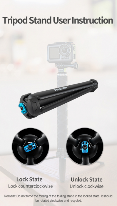 Selfie Stick din fibra de carbon 0.9M pentru Gopro (cu 3 picioare) - GP-MNP-90T [8]