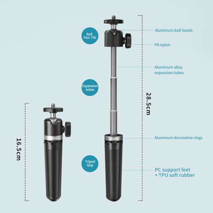 Mini trepied cu selfie stick pentru telefoane mobile și camere DSLR - GP-MNP-091-W [8]