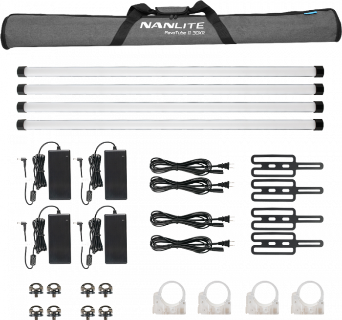 Nanlite PavoTube II 30XR – KIT 4 BUCATI - Tub LED RGBWW Pixel 4’ cu CRMX LumenRadio și control wireless complet [1]