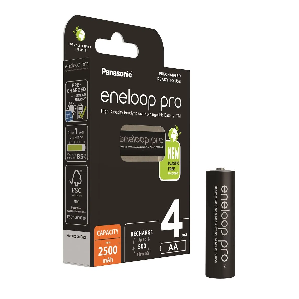 Panasonic Eneloop Pro Acumulatori NI-MH Tip R6 AA de 2500mAh Pachet 4 bucati Plastic Free [3]