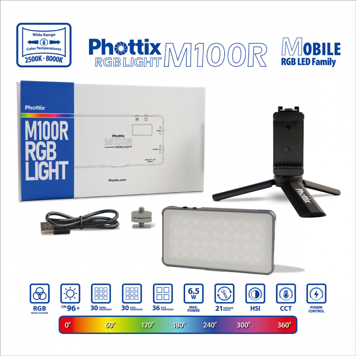Phottix M100 R RGB LED Light - lampa video [1]