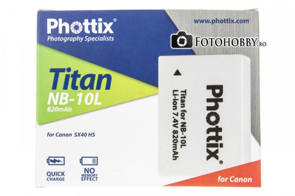 Phottix NB-10L , acumullator foto pentru Canon G1X, G15, SX40, SX50 [4]