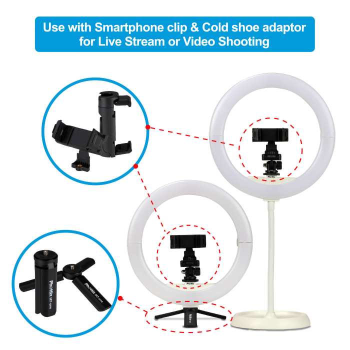 Phottix Nuada Ring 10 LED Light Go Kit - Lampa video cu lumina continua Bicolora [8]