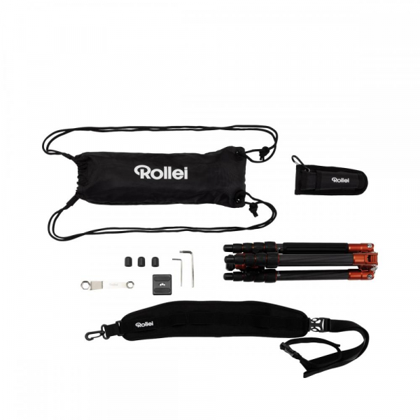 Rollei Compact Traveler No. 1 Carbon - kit trepied + cap cu bila , portocaliu / negru [4]