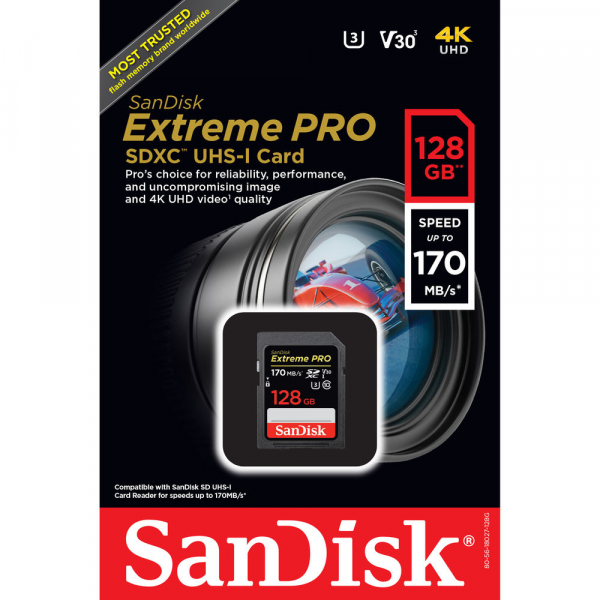 SanDisk  Extreme Pro SDXC 128GB, 170MB/s, V30, UHS-I (SDSDXXY-128G-GN4IN) [2]
