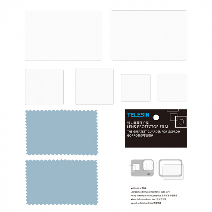 TELESIN GP-FLM-902 Set de folii de protecție a ecranului ultra transparente pentru Gopro9 [12]