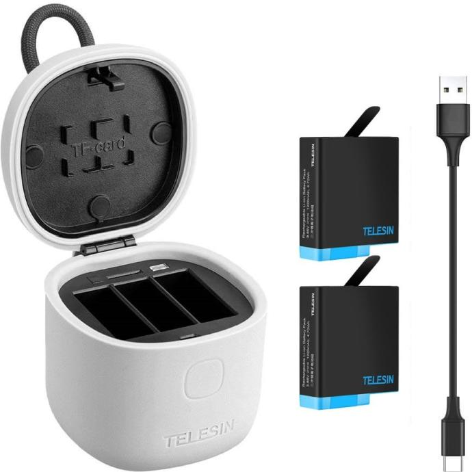 Set Incărcator de tip All-in cu 3 canale + două baterii pentru Hero8 complet decodate pentru Go Pro Hero8 / 7/6/5 - GP-BnG-802 [3]