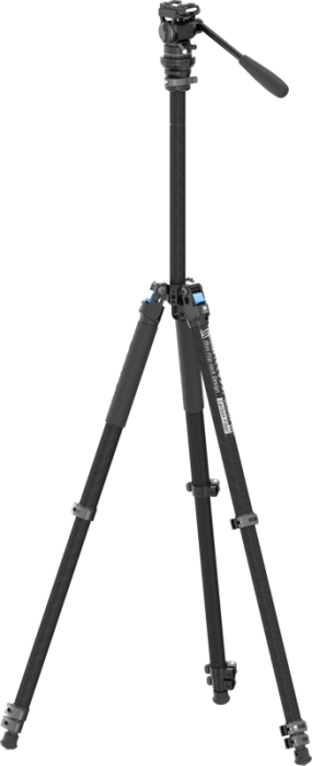 Sirui Carbon Fiber Tripod Kit L-224F + KV-5 – kit trepied foto compact fibră carbon cu cap pan/tilt KV-5 nivelare bol Arca-Swiss, [3]