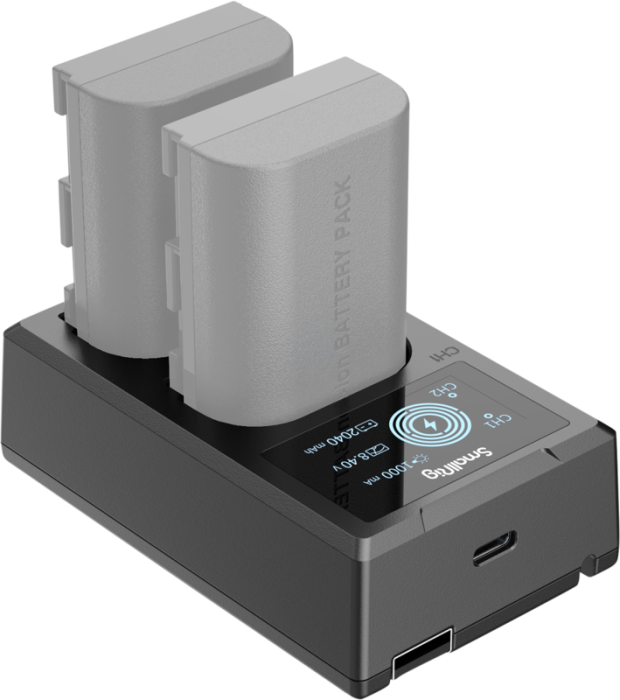 Încărcător dual SmallRig 4084 pentru baterii Canon LP-E6NH, cu ecran LCD și intrare USB-C [36]