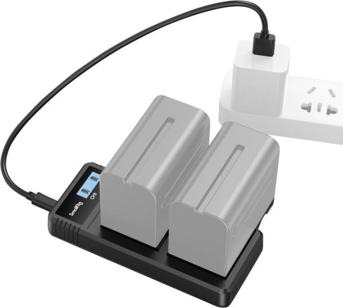SmallRig 4086 Battery Charger For NP-F970 Batteries – încărcător dual cu fast charging, ecran LCD, intrare USB-C și Micro USB, compatibil Sony NP-F550/F570/F730/F750/F770/F930/F950/F960/F970 [48]