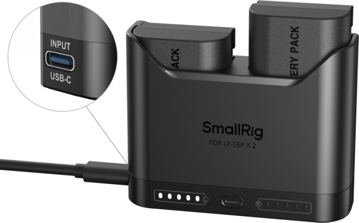 Kit Turbo SmallRig 5485: Încărcător 22.5W + 2 Baterii Canon LP-E6P [35]