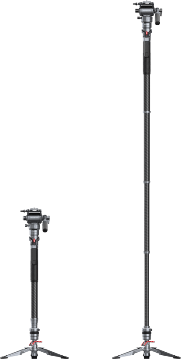 SmallRig 5565 Carbon Fiber Video Monopod – monopod video profesional fibră de carbon 4 secțiuni flip-lock, înălțime de lucru 76–175cm (30–69") [8]