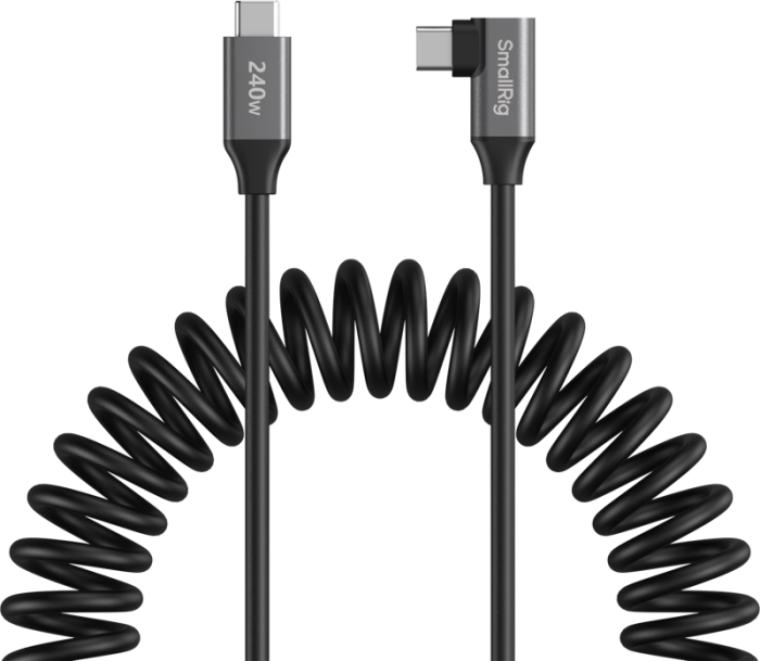 SmallRig 5730 – Cablu USB-C Spiralat Drept la Unghi, 240W PD 3.1, USB 2.0 [4]