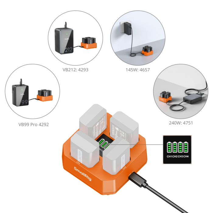 SmallRig 5749 Four-Channel Camera Battery Charger for NP-FW50 [7]