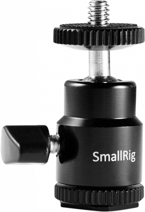 SmallRig 761 Cold shoe mount - Ballhead 1/4" screw - Cap video pivotant cu bila si patina de blitz [8]