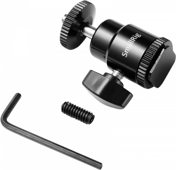 SmallRig 761 Cold shoe mount - Ballhead 1/4" screw - Cap video pivotant cu bila si patina de blitz [2]
