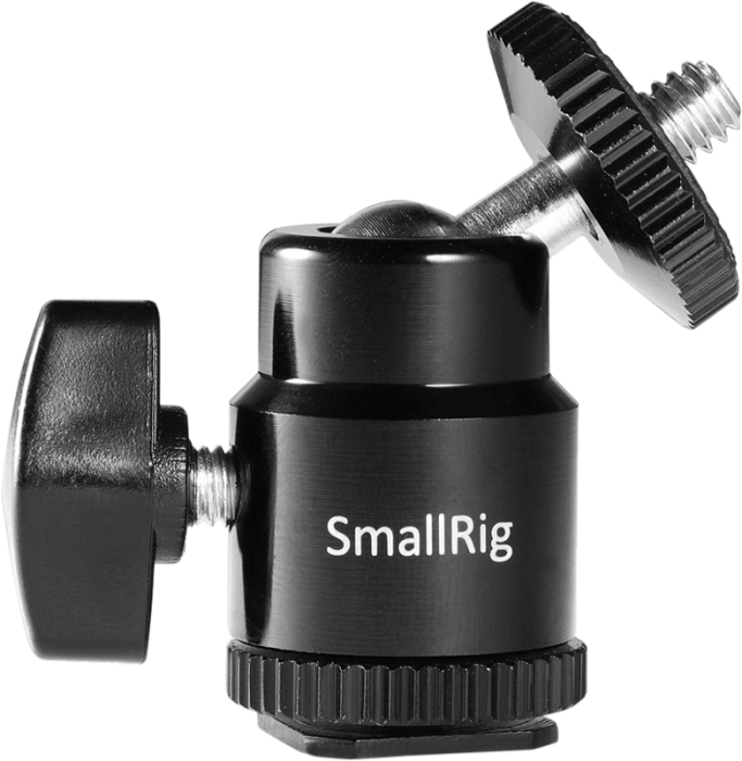 SmallRig 761 Cold shoe mount - Ballhead 1/4" screw - Cap video pivotant cu bila si patina de blitz [14]