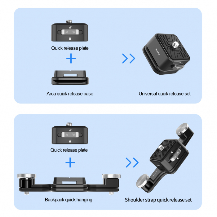 TELESIN Placă cu eliberare rapidă, din aliaj de aluminiu pentru montare pe breteaua rucsacului pentru trepied, DSLR, Camera de acțiune - TE-ZJZ-006 [7]