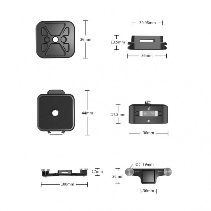 TELESIN Placă cu eliberare rapidă, din aliaj de aluminiu pentru montare pe breteaua rucsacului pentru trepied, DSLR, Camera de acțiune - TE-ZJZ-006 [5]