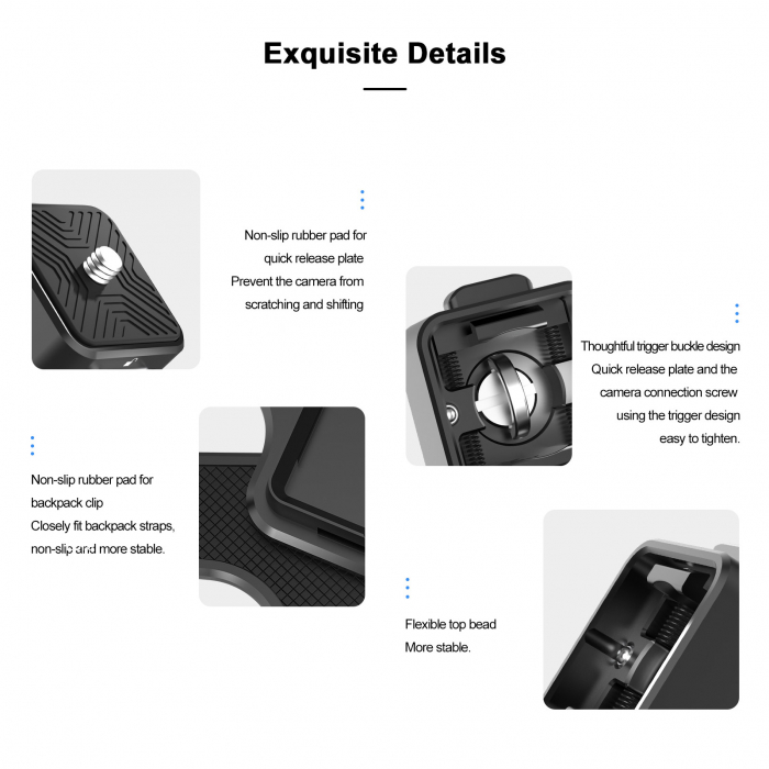 TELESIN Placă cu eliberare rapidă, din aliaj de aluminiu pentru montare pe breteaua rucsacului pentru trepied, DSLR, Camera de acțiune - TE-ZJZ-006 [6]