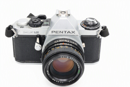 Aparate foto SLR (pe film) (SH) - pentax-me-super-argintiu-obiectiv-50mm-f1-7.jpg
