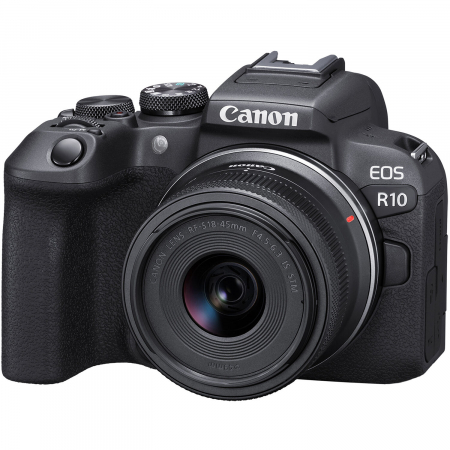 Aparate Foto Mirrorless - Canon EOS R10 Mirrorless Camera Kit cu Canon RF-S 18-45mm f/4.5-6.3 IS STM  -  Aparat Foto Mirrorless APS-C , 4K/30P
