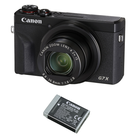 Aparate Foto Compacte - Canon PowerShot G7 X Mark III  (Black) + acumulator rezerva NB-15L – Compact Premium pentru Vlogging și Streaming