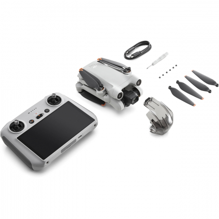 Drona DJI Mini 3 PRO, Gimbal 3 axe, 48MP, Video 4K60, Autonomie 34 min, 249g + Smart Controller O3 [12]