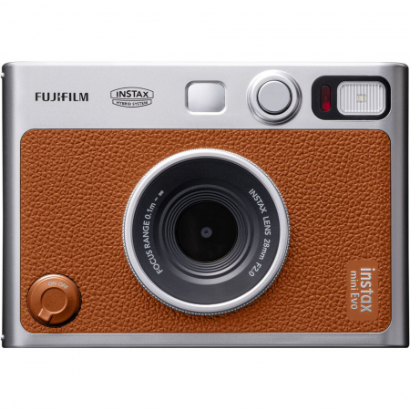 Fujifilm Instax Mini Evo Hybrid - Aparat Foto Instant maro (Brown) + film INSTAX 2x10 buc [1]