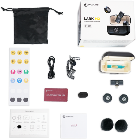 Sistem de microfon Hollyland Lark M2 Duo Lightning cu două transmițătoare și receptor plug-in pentru iPhone, culoare Shine Charcoal. [37]