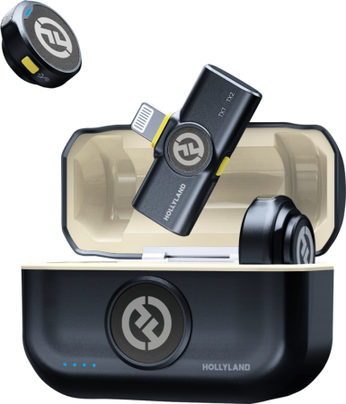 Sistem de microfon Hollyland Lark M2 Duo Lightning cu două transmițătoare și receptor plug-in pentru iPhone, culoare Shine Charcoal. [18]