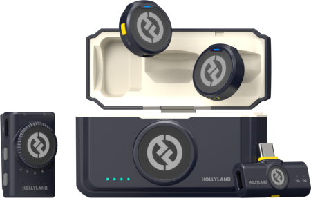 Microfoane / Reportofoane - Hollyland LARK M2 Mini Combo with Camera RX + USB-C RX – sistem microfon wireless lavalier 2 persoane 2.4GHz GFSK 2Mbps