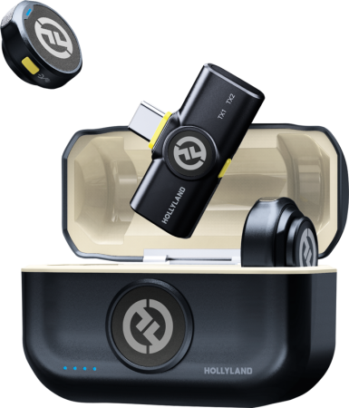 Hollyland Lark M2 USB-C -  Microfon Lavaliera fără fir cu USB-C (Duo, Shine Charcoal) - Kit microfon digital tip lavaliera  -  reportofon pentru cameră și smartphone (2,4 GHz) cu mufa USB-C [32]