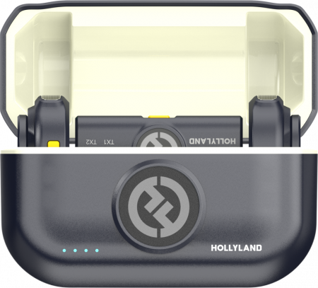 Hollyland Lark M2 USB-C -  Microfon Lavaliera fără fir cu USB-C (Duo, Shine Charcoal) - Kit microfon digital tip lavaliera  -  reportofon pentru cameră și smartphone (2,4 GHz) cu mufa USB-C [1]