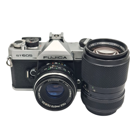 Aparate foto SLR (pe film) (SH) - kit-fujica-st605-obiective-fujinon-55mm-135mm.jpg