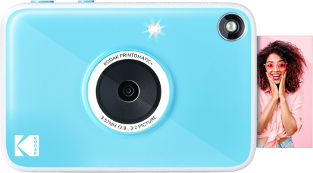 KODAK Printomatic + Blue cameră instant point-and-shoot cu vizor optic și print ZINK 2×3 inch autoadeziv" [10]