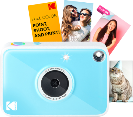 KODAK Printomatic + Blue cameră instant point-and-shoot cu vizor optic și print ZINK 2×3 inch autoadeziv" [28]