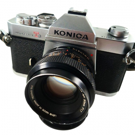 Aparate foto SLR (pe film) (SH) - Konica Autoreflex T3 + Hexanon AR 50mm f/1.7 – Cameră Foto Pe Film 35mm, SLR Mecanică Japoneză